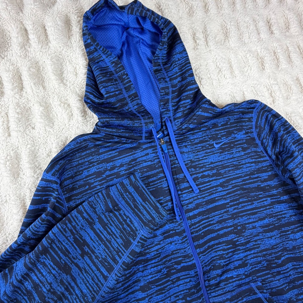 Nike Therma-FIT Full Zip Hoodie Mens XXL Blue Black Static Print 652918-480